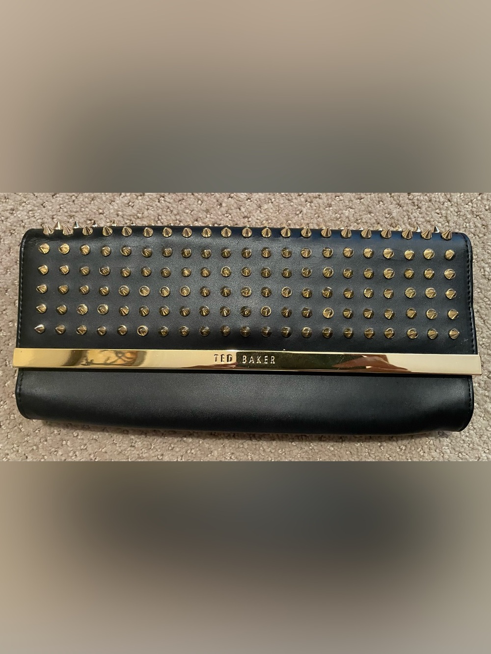 Ted Baker Black Clutch with Gold Studs